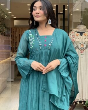 Greenish mirror mul dress